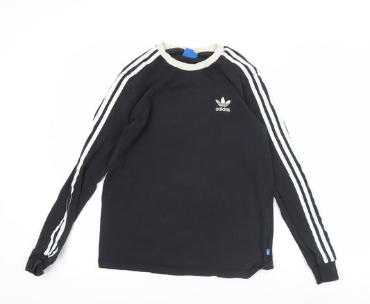 Adidas Women Black Long Sleeve Jersey T-Shirt Size 10 Cotton Blend