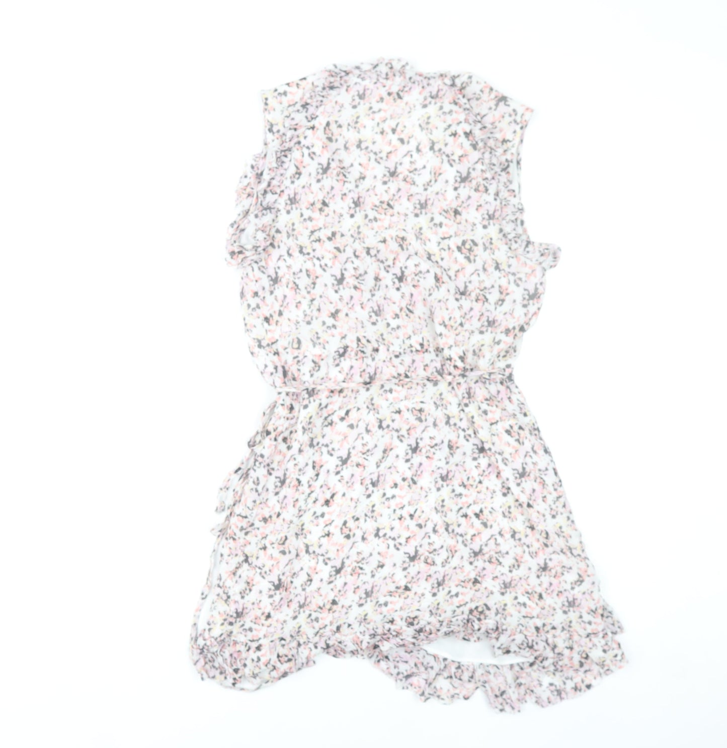 AllSaints Women’s Multicoloured XS Floral Wrap Dress Sleeveless Ruffle