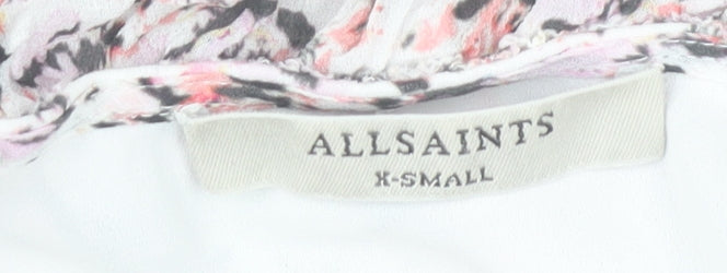 AllSaints Women’s Multicoloured XS Floral Wrap Dress Sleeveless Ruffle
