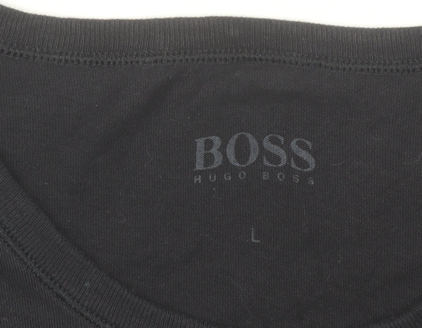 Hugo Boss Men’s Black Cotton Crew Neck T-Shirt Size L