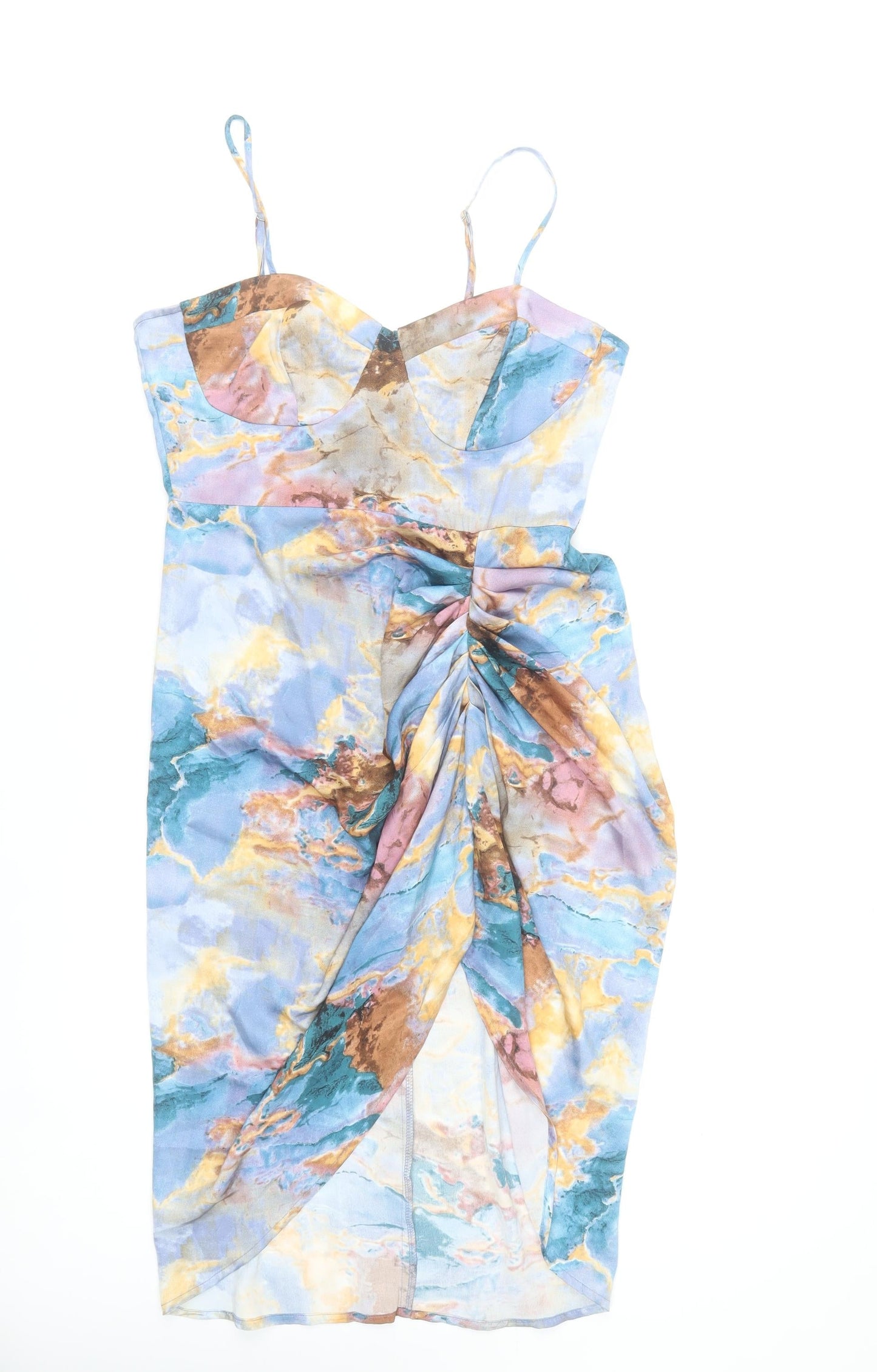 Quiz Women’s Multicoloured Bodycon Ruched Knee Length Dress Size 12