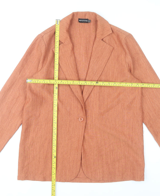 PrettyLittleThing Womens Orange Blazer Size 8 Casual Classic Jacket