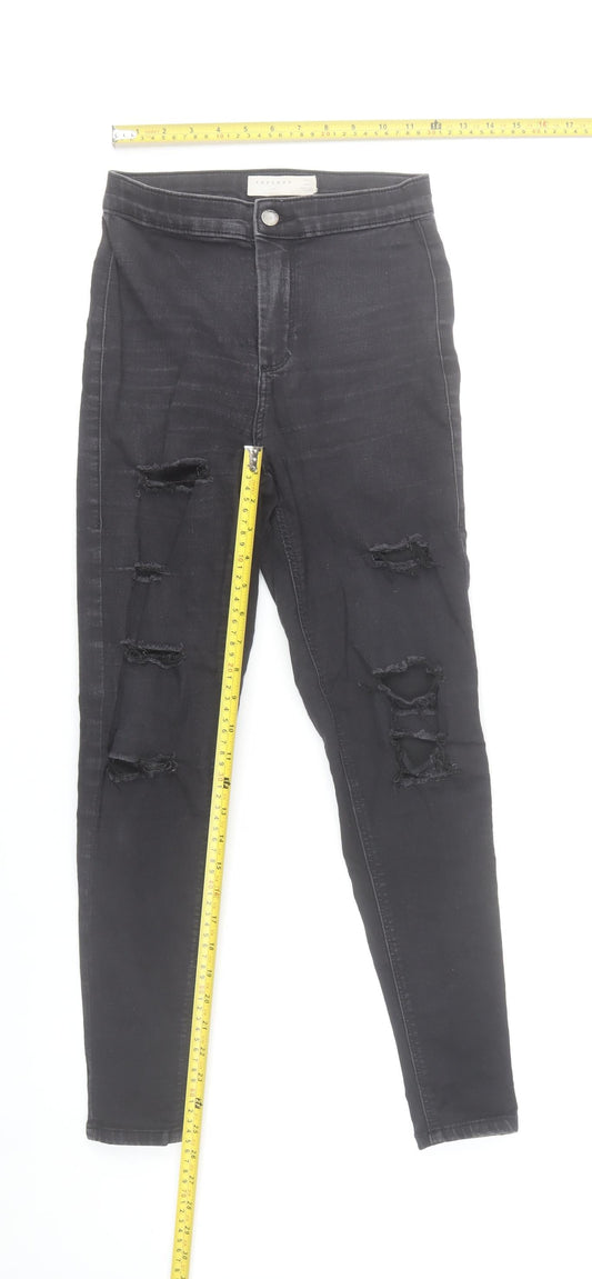 Topshop Womens Black Skinny Distressed Jeans Size W26 L30