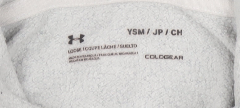 Under Armour Boys Grey Pullover Hoodie Size 8 Years Logo Sportswear