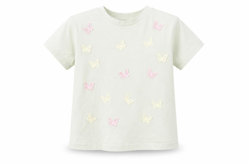 Front view of Next girls’ green butterfly embroidered cotton t-shirt 4 years