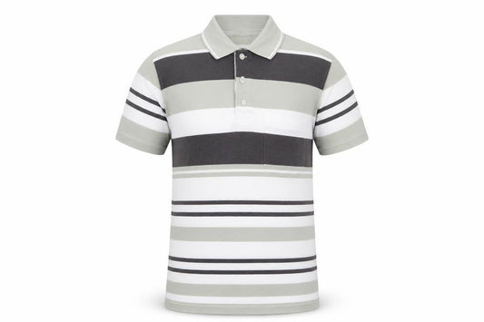 Guv'nors Men's Green Striped Polo Shirt Size M Short Sleeve Casual