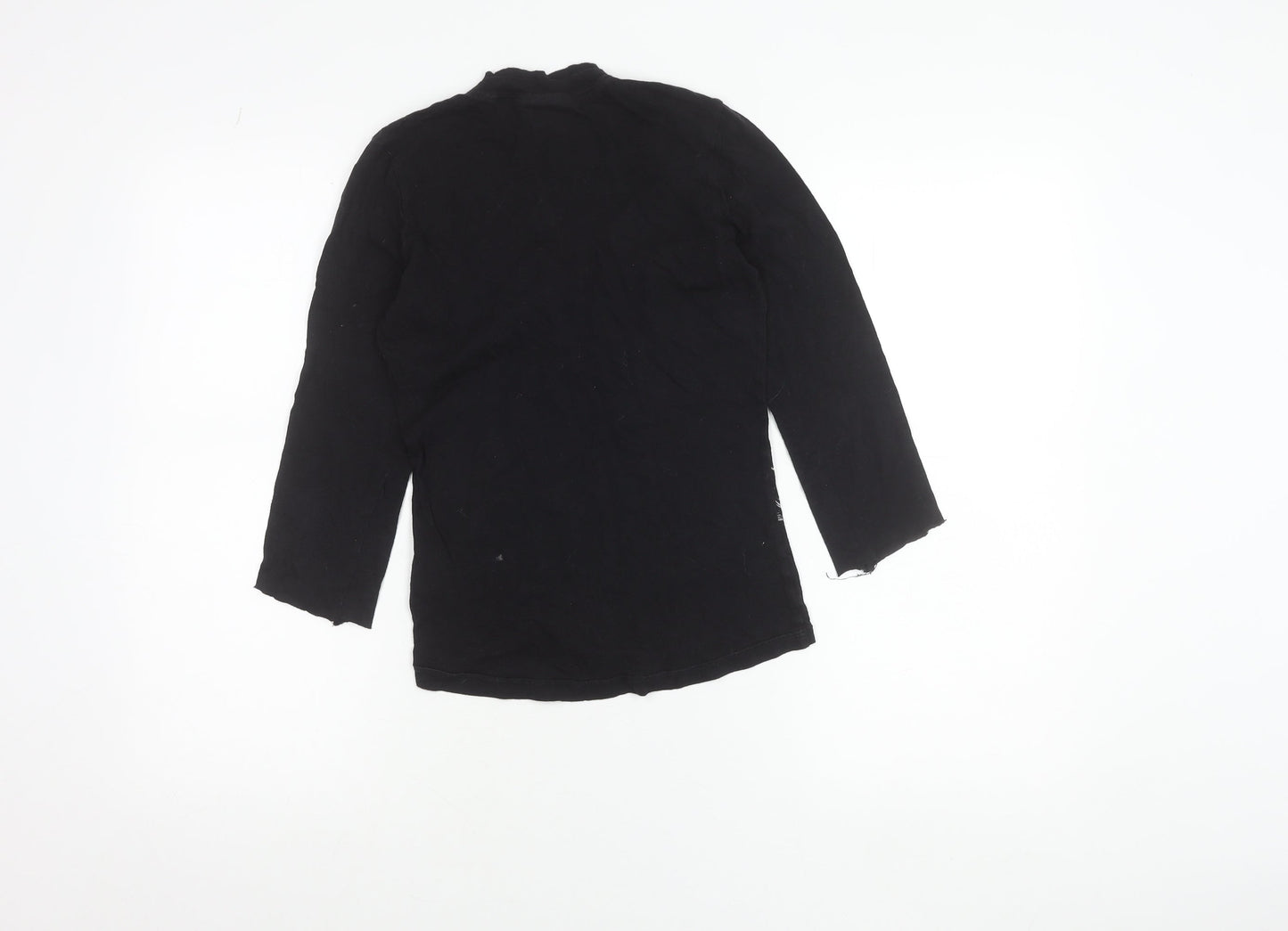Firetrap Womens Black Floral Long Sleeve V-Neck T-Shirt Size S