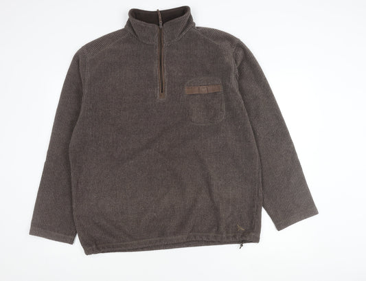 Hawkshead Men Brown L Knit 1/2 Zip Pullover Sweatshirt Hiking Outdoor