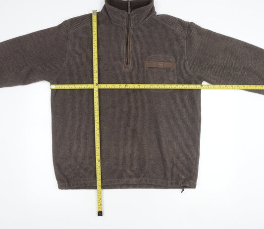 Hawkshead Men Brown L Knit 1/2 Zip Pullover Sweatshirt Hiking Outdoor