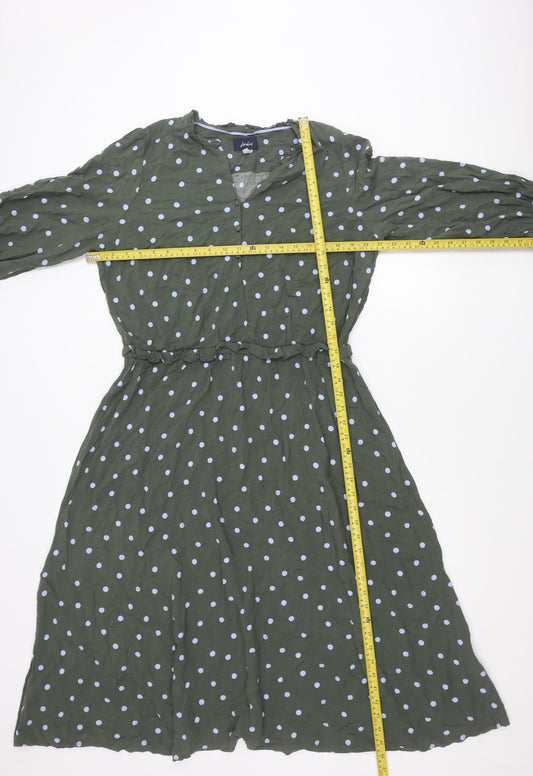 Joules Women’s Green Polka Dot Viscose A-Line Dress Size 18