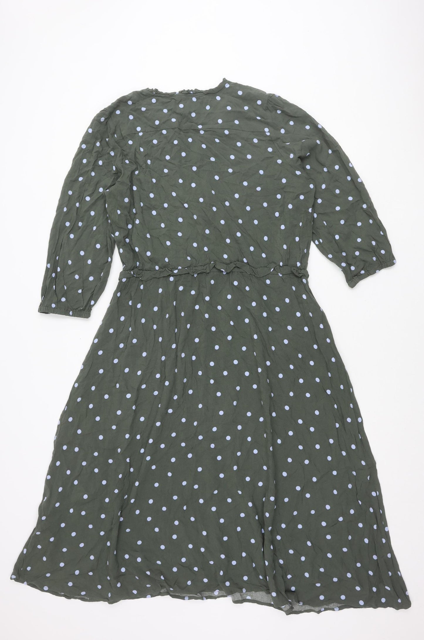 Joules Women’s Green Polka Dot Viscose A-Line Dress Size 18