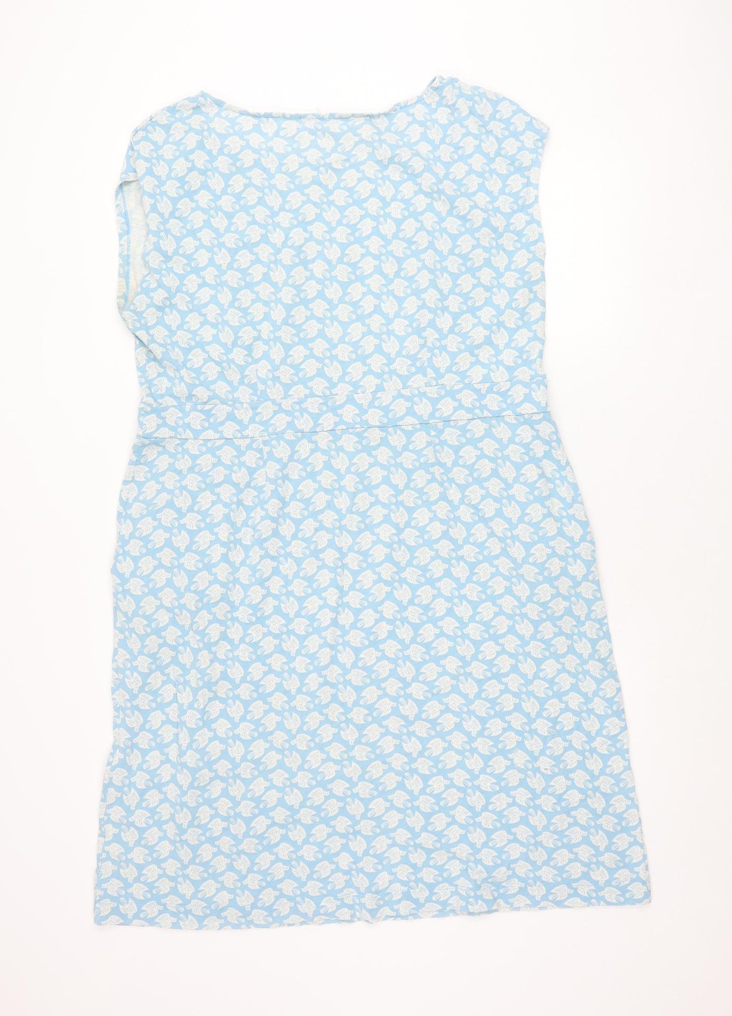 Boden Women’s Blue Bird Print Sleeveless Cotton Blend Shift Dress UK 20