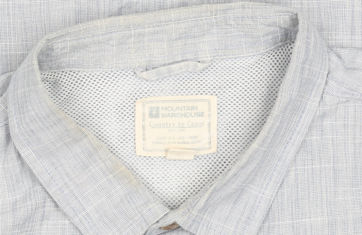 Mountain Warehouse Men's Blue L Large Short Sleeve Button-Up Shirt