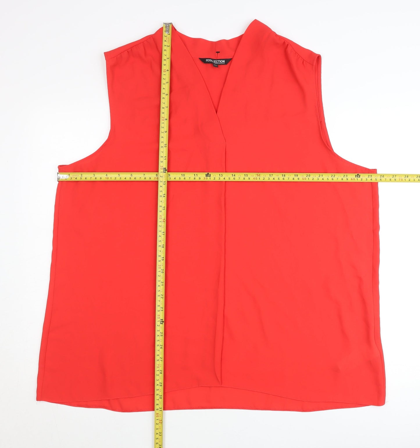 Debenhams Womens Red Plus Size 22 Sleeveless V-Neck Blouse