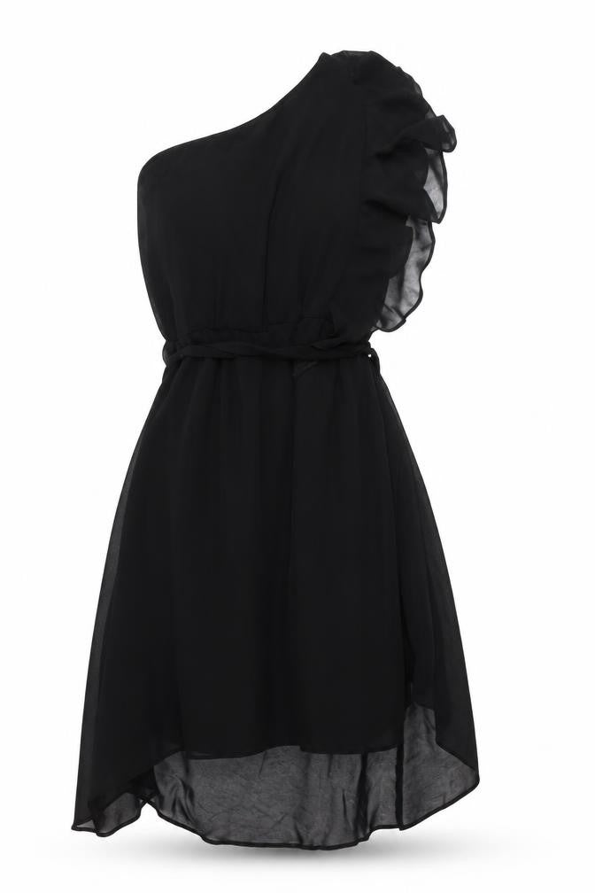 Dorothy Perkins Women’s Black Strapless Hi-Low Chiffon Dress Size 10