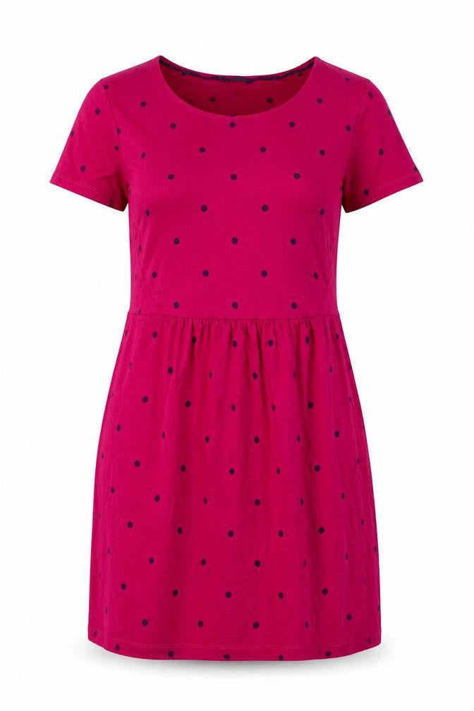 Joules Women’s Pink Polka Dot Shift Dress Size 10 Short Sleeve