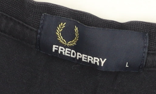 Fred Perry Men's Black L Short Sleeve Crew Neck Cotton T-Shirt