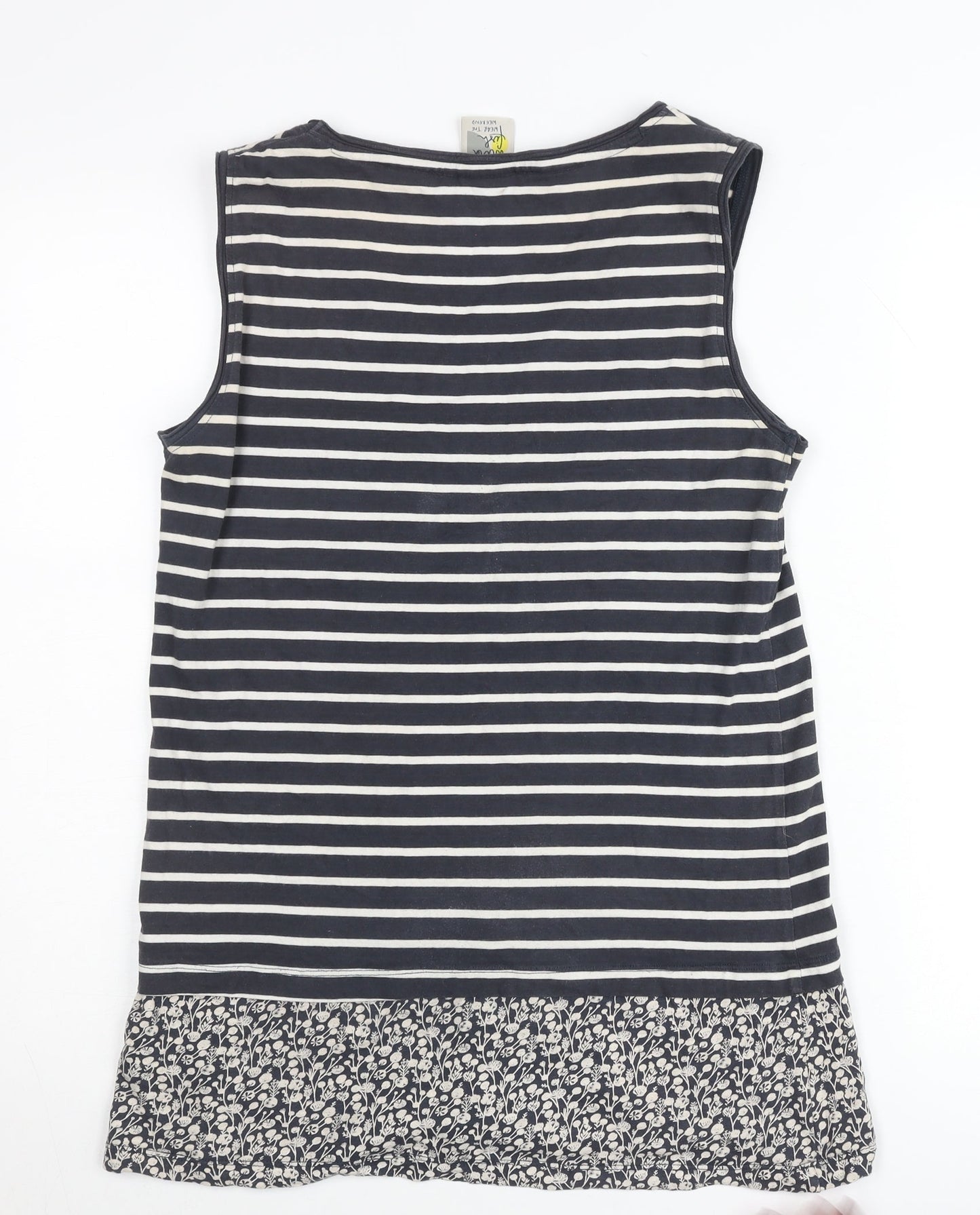 Weird Fish Womens Blue Size 12 Striped Cotton Sleeveless Tank Top