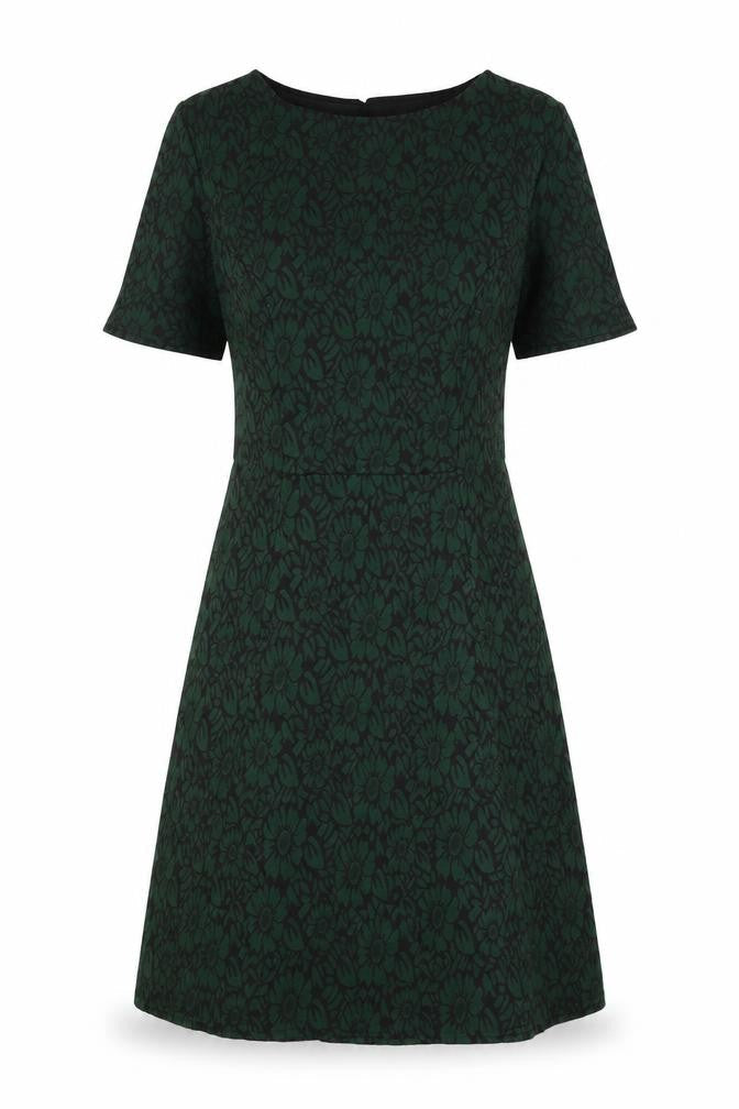 Red Herring Women’s Green Floral Jacquard A-Line Dress Size 8