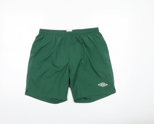 Umbro Men’s Green Swim Shorts L Elastic Waist Mesh Lined Quick Dry