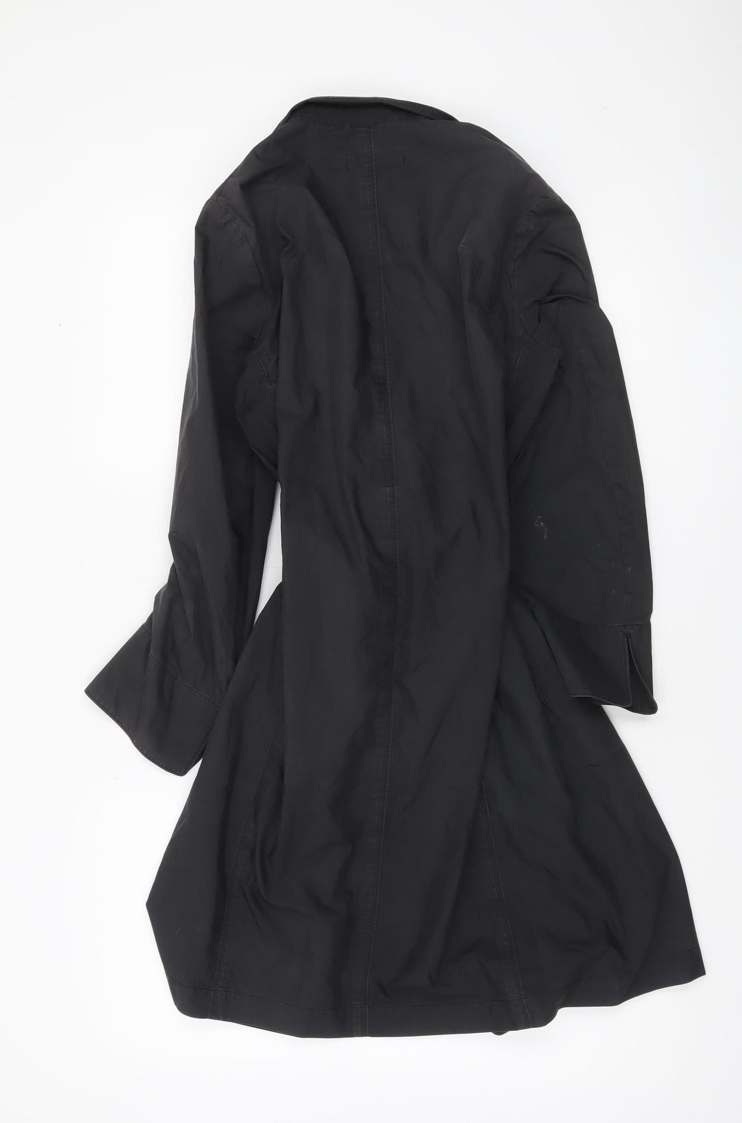 +J Womens Black Trench Coat Belted Mid Length Size M