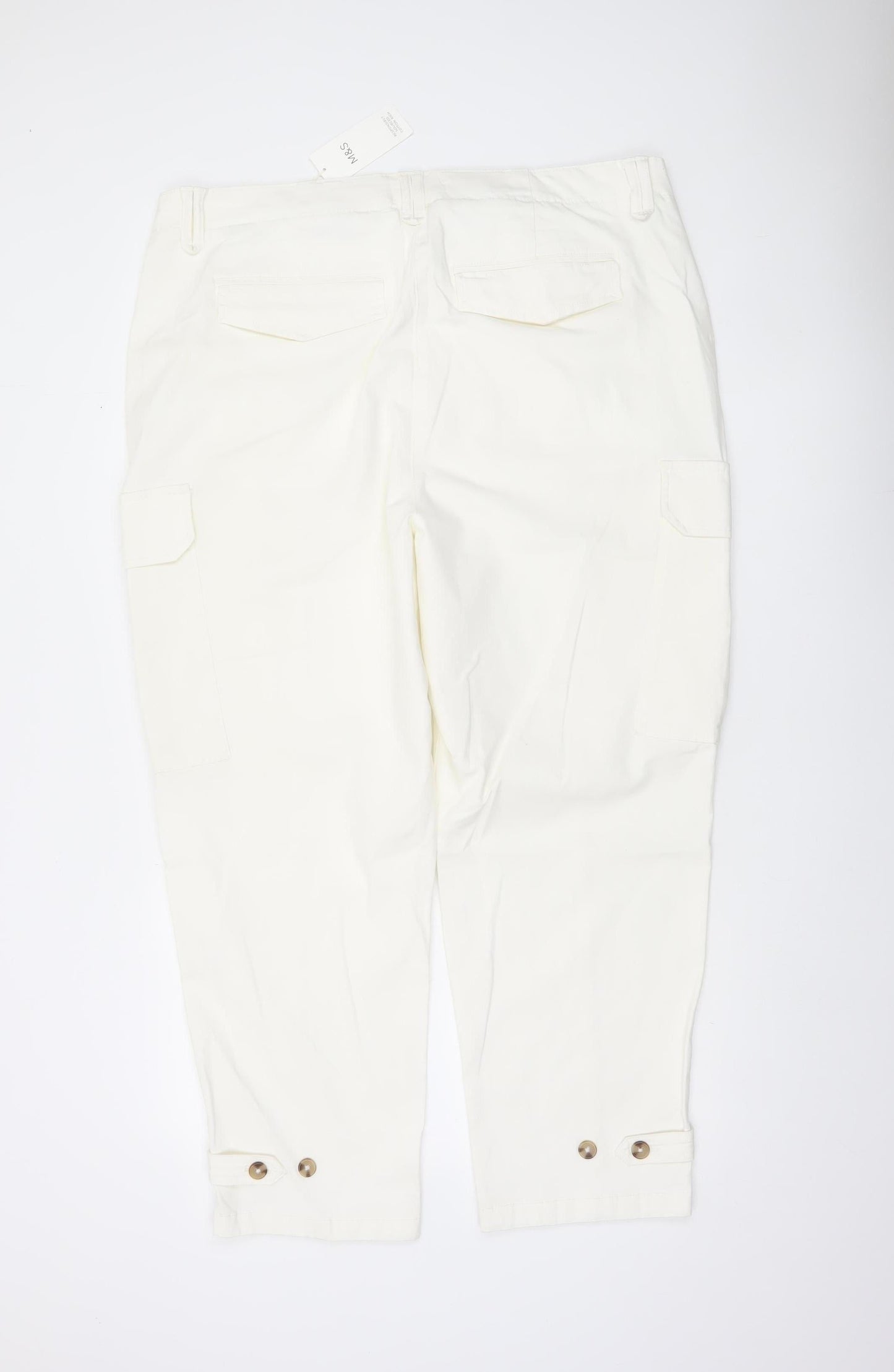 Marks and Spencer Women’s Ivory Cargo Trousers Size 20 Regular Cotton
