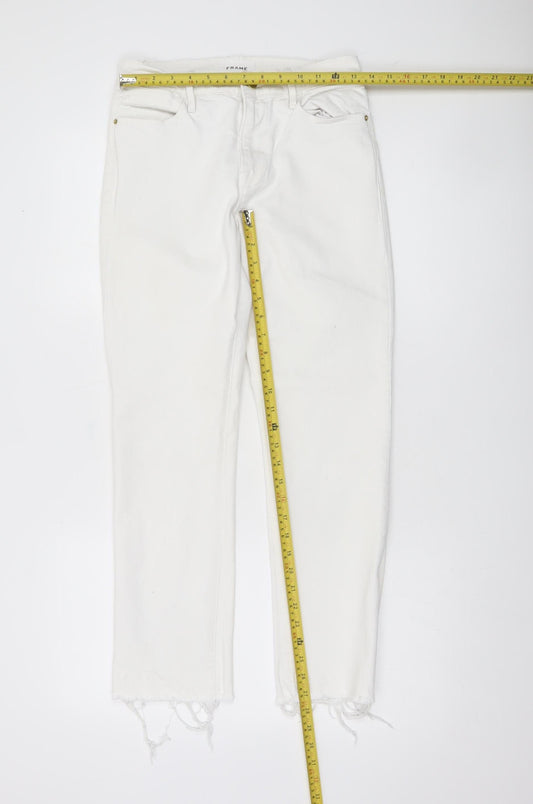 Frame Women’s White Slim Straight Jeans Size 27 Frayed Hem