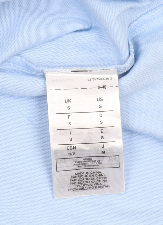 Adidas Men’s Blue Small Logo Sports T-Shirt Crew Neck Cotton
