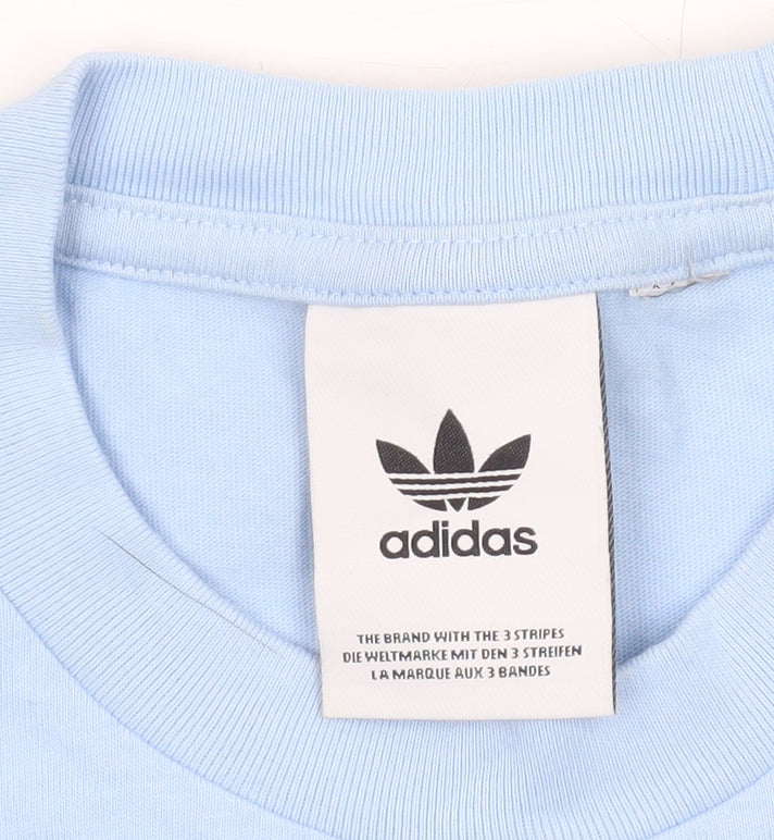 Adidas Men’s Blue Small Logo Sports T-Shirt Crew Neck Cotton