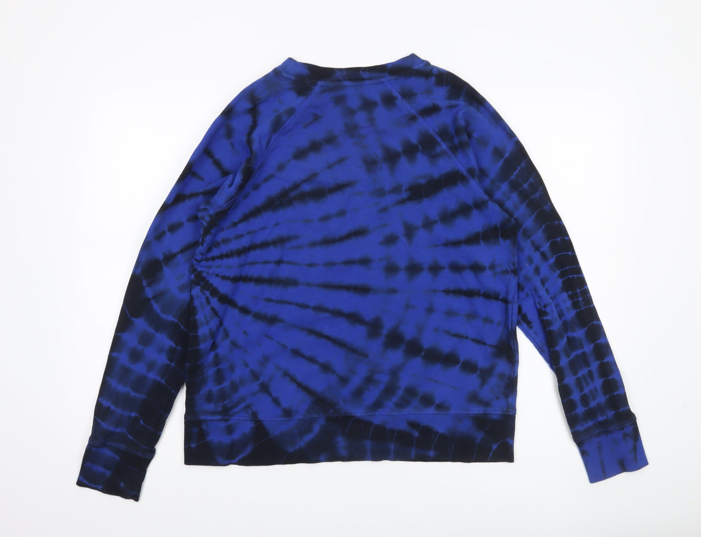 DKNY Sport Unisex Blue Tie-Dye Logo Sweatshirt S Pullover Cotton