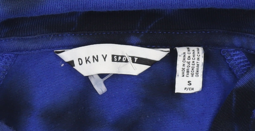 DKNY Sport Unisex Blue Tie-Dye Logo Sweatshirt S Pullover Cotton