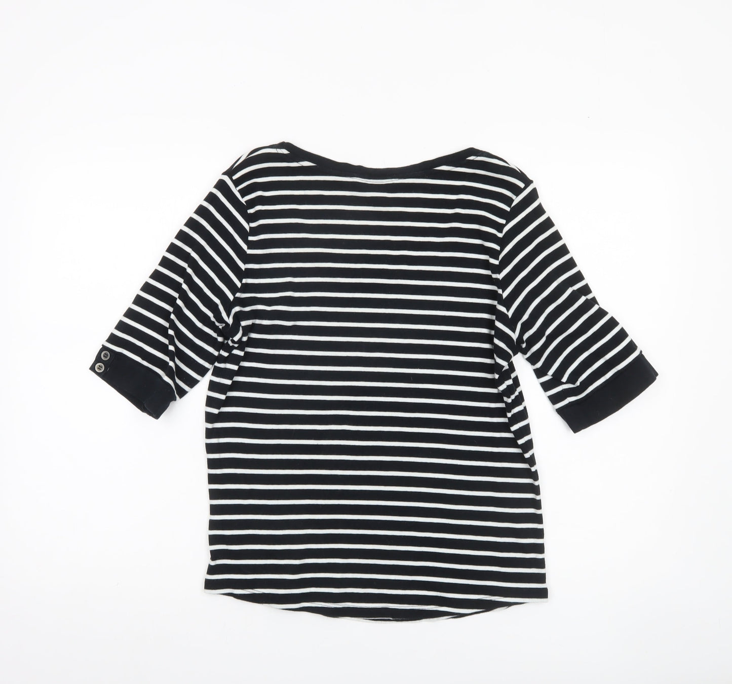 BHS Womens Black White Striped Cotton T-Shirt Size 16
