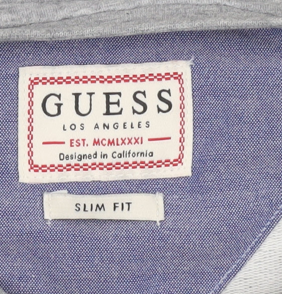 Guess Men’s Grey Slim Fit Graphic Logo Sweatshirt Size L