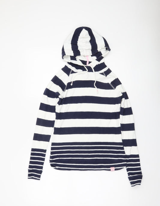 Joules Women’s Navy White Striped Hoodie UK 6 Cotton Pullover