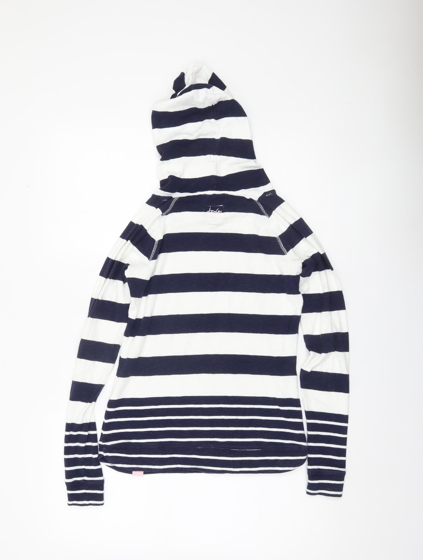 Joules Women’s Navy White Striped Hoodie UK 6 Cotton Pullover