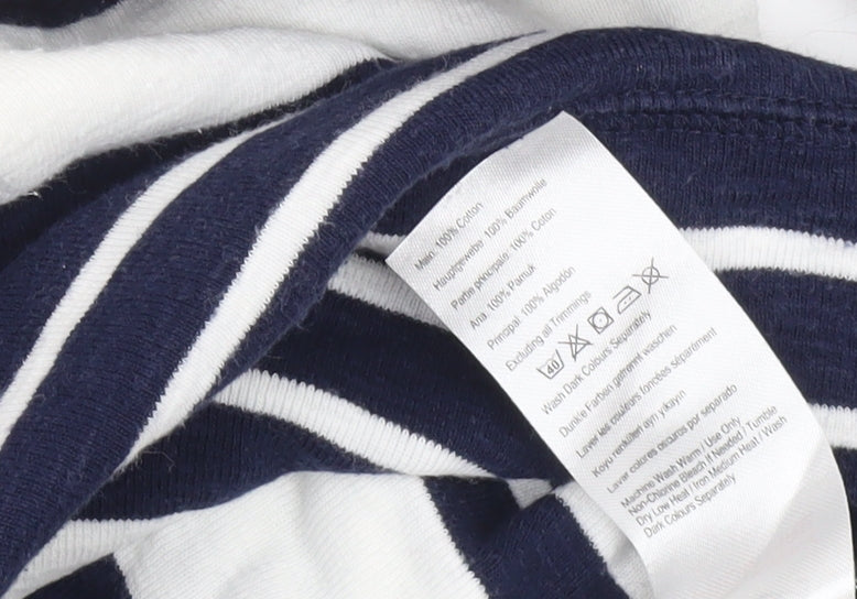 Joules Women’s Navy White Striped Hoodie UK 6 Cotton Pullover