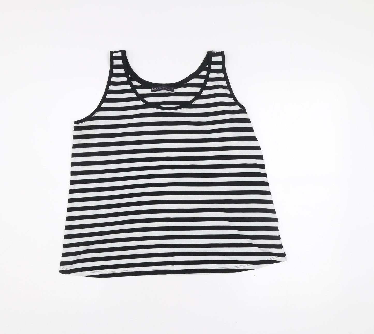 Marks and Spencer Womens Black White Stripe Tank Top Size 12