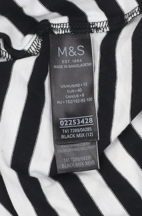 Marks and Spencer Womens Black White Stripe Tank Top Size 12
