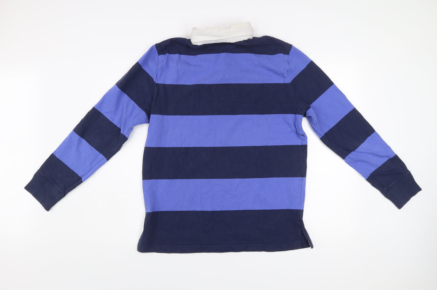 Ralph Lauren Men’s Blue White Striped Rugby Shirt Size M Long Sleeve