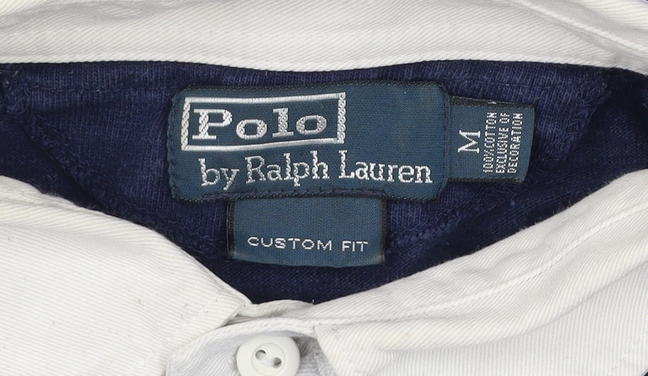 Ralph Lauren Men’s Blue White Striped Rugby Shirt Size M Long Sleeve