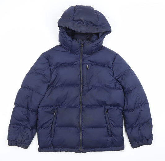 Ralph Lauren Boys Blue Puffer Jacket Hooded Down Coat Size 10-12 Years
