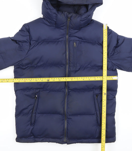 Ralph Lauren Boys Blue Puffer Jacket Hooded Down Coat Size 10-12 Years