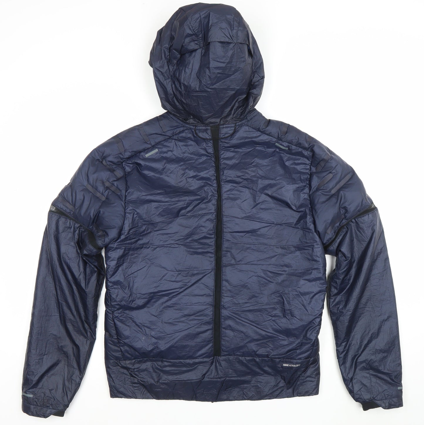 Nike Men’s Blue Running Aeroloft Hooded Puffer Jacket Size S