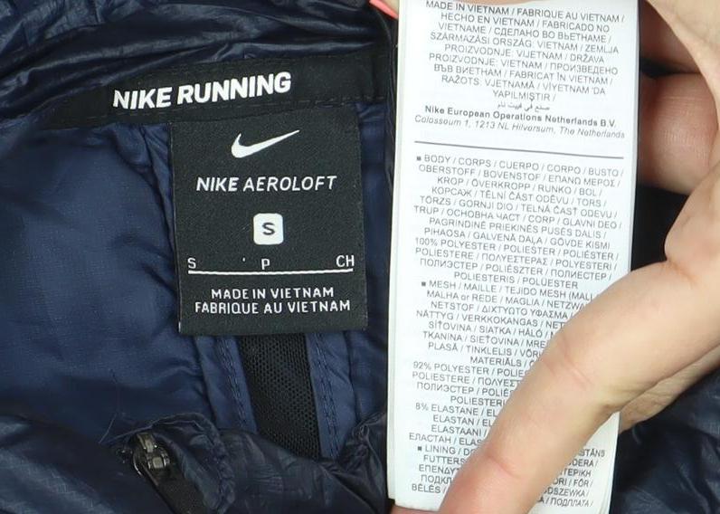 Nike Men’s Blue Running Aeroloft Hooded Puffer Jacket Size S
