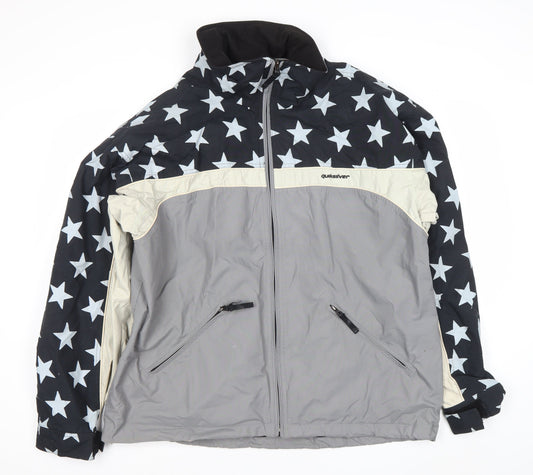 Quiksilver Mens XL Black Grey Star Ski Jacket Winter Coat