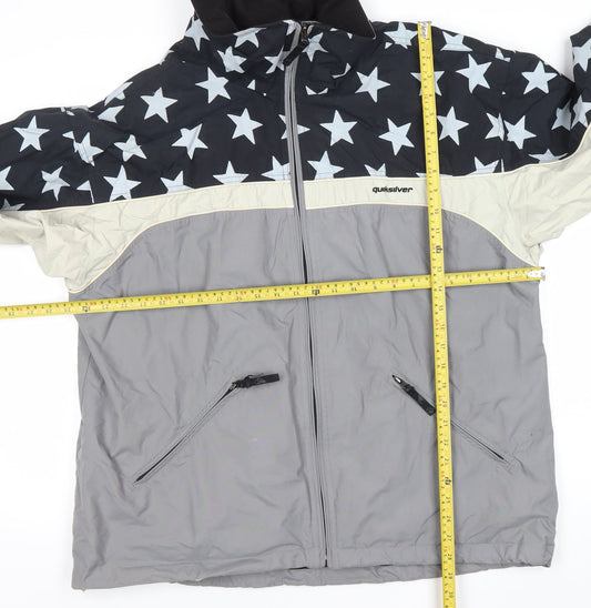 Quiksilver Mens XL Black Grey Star Ski Jacket Winter Coat