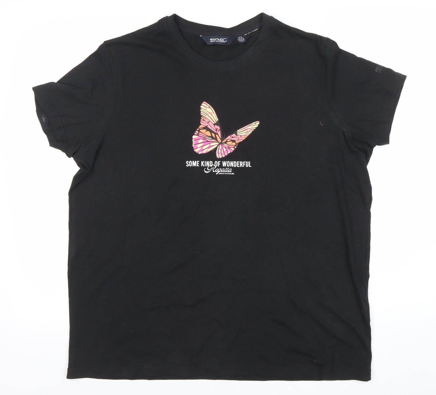 Regatta Womens Black Butterfly Print Cotton T-Shirt UK 18
