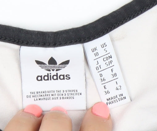 Adidas Womens White Tank Top Size 10 Camisole Slim Fit