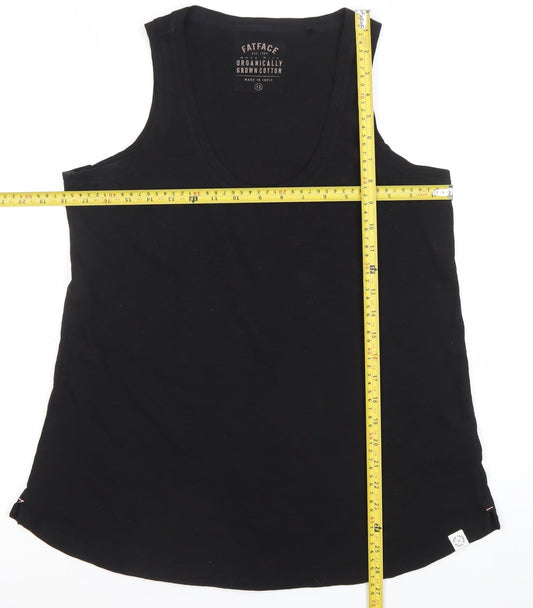 FatFace Womens Black Size 12 Cotton Tank Top Scoop Neck Sleeveless