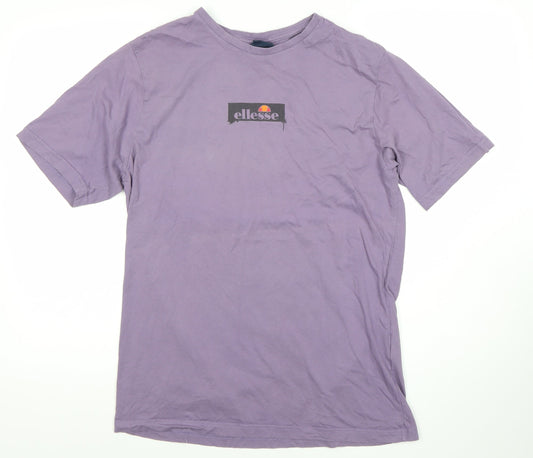 Ellesse Men's Purple Cotton Logo T-Shirt Size M Short Sleeve Crew Neck